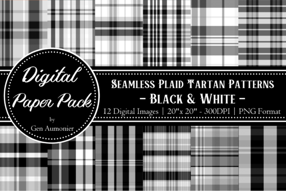 Download Black &amp; White Plaid Seamless Pattern Set - Seamless Collection