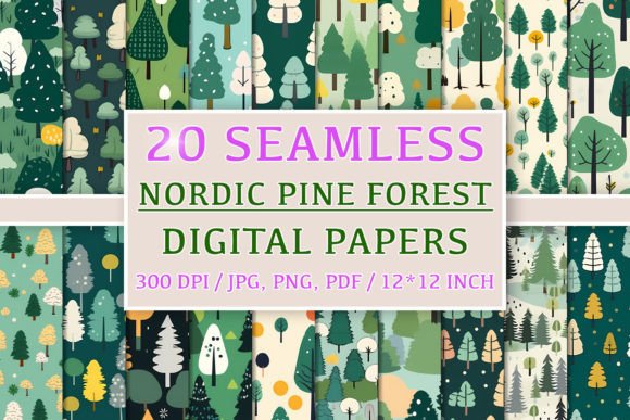 Download 20 Seamless Nordic Pine Forest Patterns - Seamless Collection