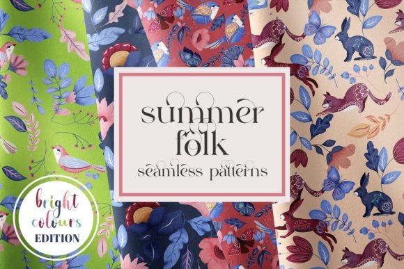 Download Summer Folk Seamless Patterns JPEG PNG - Seamless Collection