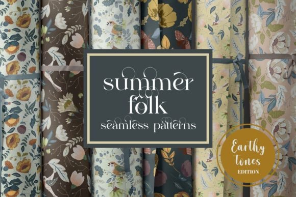 Download Summer Folk Seamless Patterns JPEG PNG - Seamless Collection