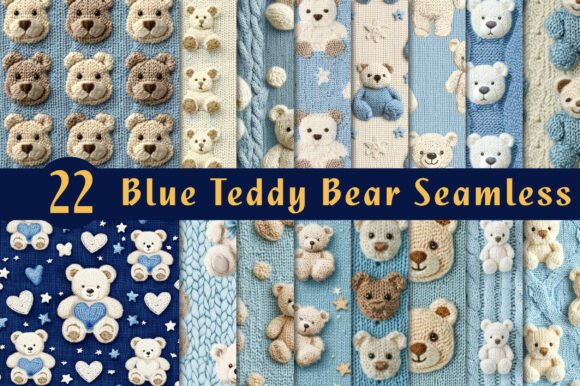 Download Blue Teddy Bear Seamless Repeat Pattern - Seamless Collection