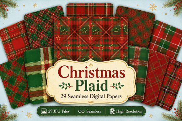 Download Christmas Plaid Seamless Digital Bundle - Seamless Collection