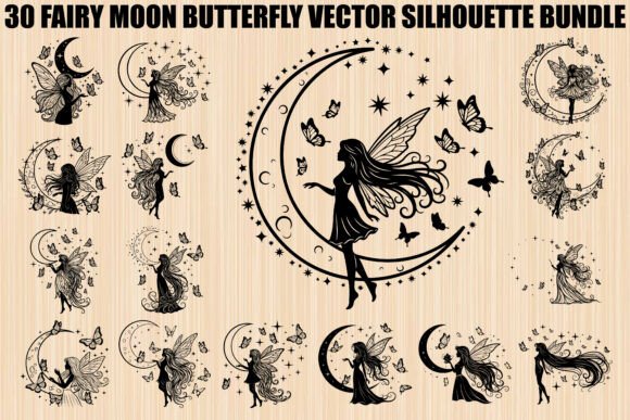 Download Fairy Moon Butterfly Silhouette Bundle - Silhouette bundle Collection