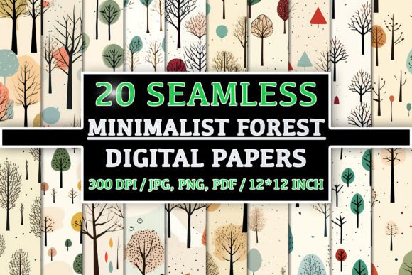 Download 20 Seamless Minimalist Forest Patterns - Seamless Collection